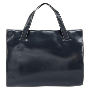 LOEWE Hand Bag Leather Navy Gold Auth bs31051 - 0