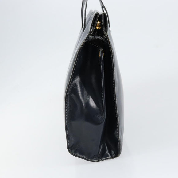 LOEWE Hand Bag Leather Navy Gold Auth bs31051