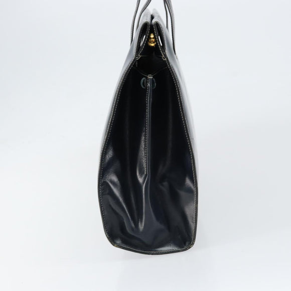 LOEWE Hand Bag Leather Navy Gold Auth bs31051