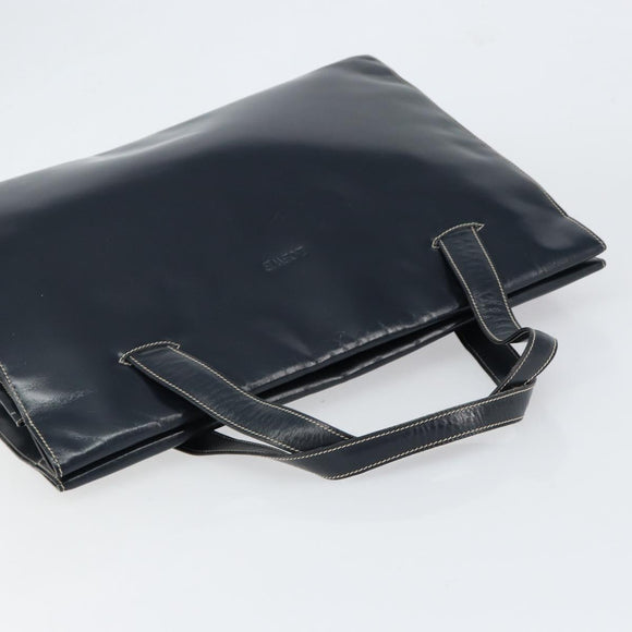 LOEWE Hand Bag Leather Navy Gold Auth bs31051