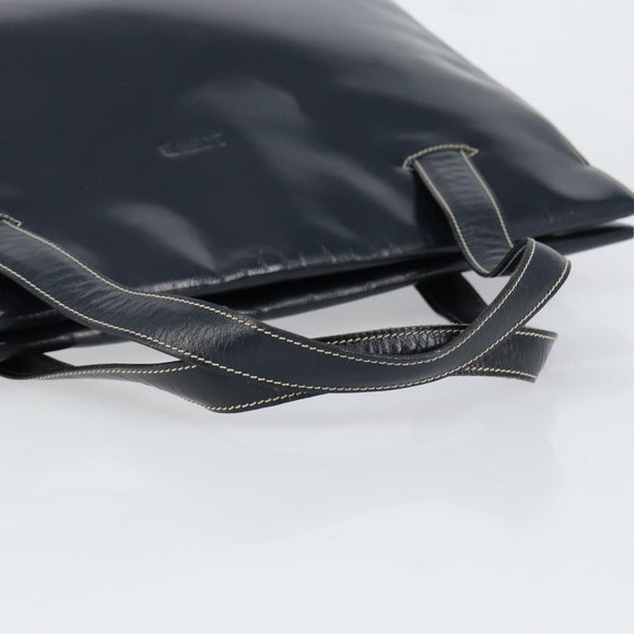 LOEWE Hand Bag Leather Navy Gold Auth bs31051