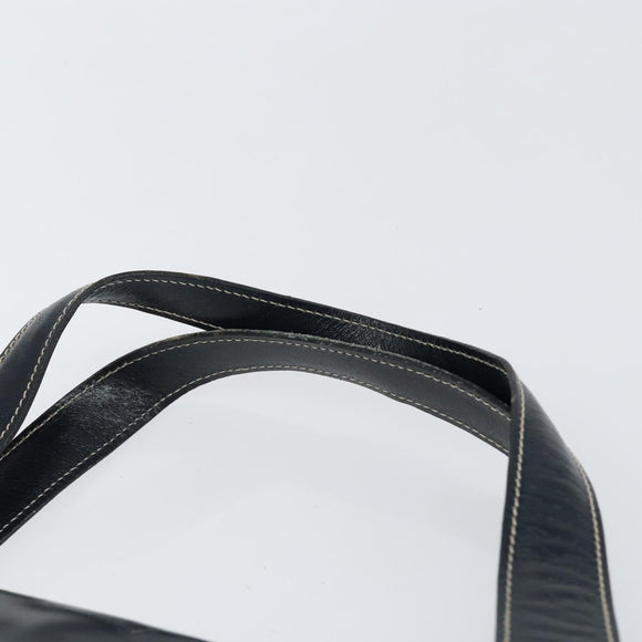 LOEWE Hand Bag Leather Navy Gold Auth bs31051