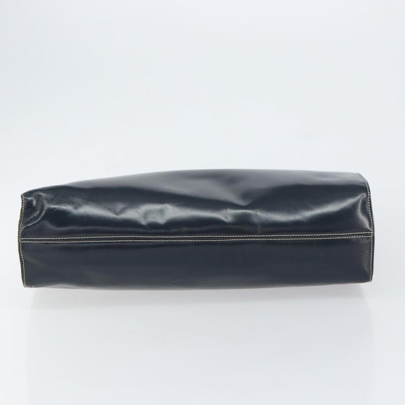 LOEWE Hand Bag Leather Navy Gold Auth bs31051