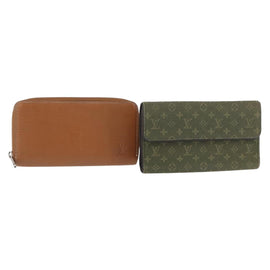 LOUIS VUITTON Epi Monogram Mini Wallet 2 Set Brown Khaki LV Auth bs31053