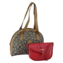 SAINT LAURENT Shoulder Bag Leather 2 Set Red Brown Auth bs31054-1