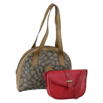 SAINT LAURENT Shoulder Bag Leather 2 Set Red Brown Auth bs31054