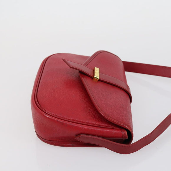 SAINT LAURENT Shoulder Bag Leather 2 Set Red Brown Auth bs31054