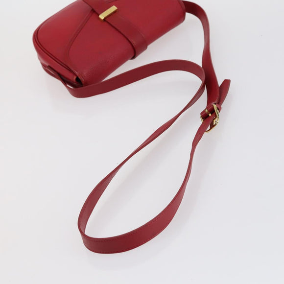 SAINT LAURENT Shoulder Bag Leather 2 Set Red Brown Auth bs31054