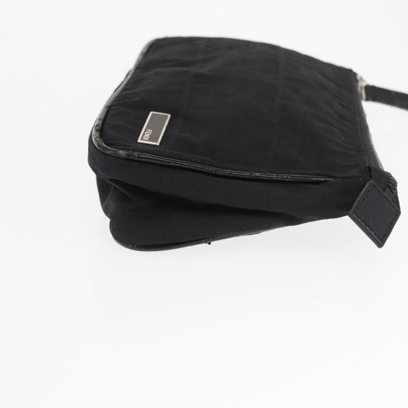 FENDI Zucca Canvas Clutch Bag PVC 2 Set Beige Black Auth bs31055