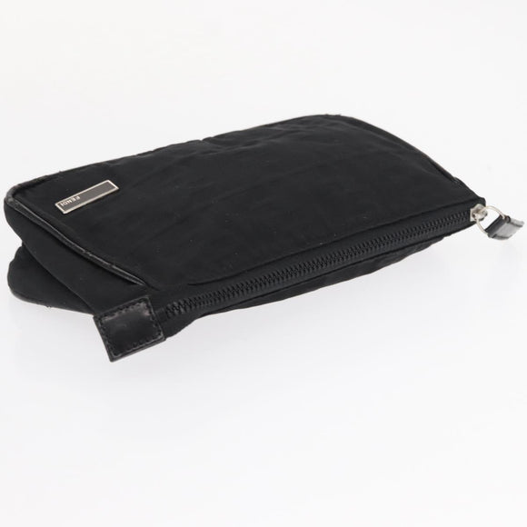 FENDI Zucca Canvas Clutch Bag PVC 2 Set Beige Black Auth bs31055