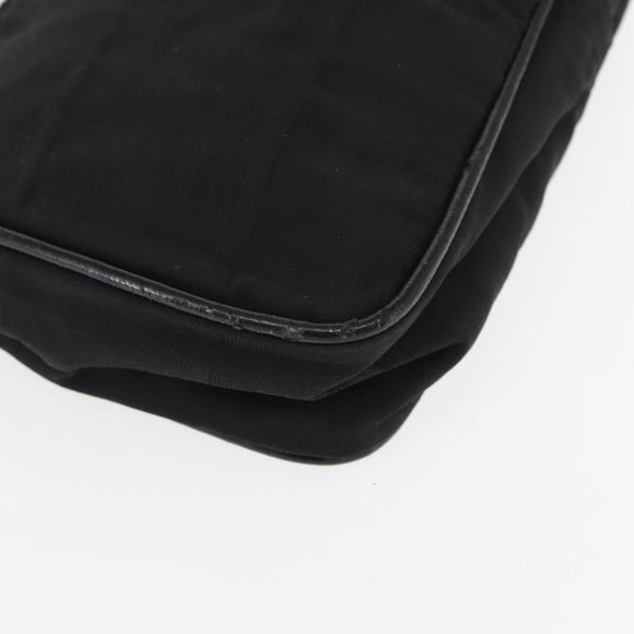 FENDI Zucca Canvas Clutch Bag PVC 2 Set Beige Black Auth bs31055