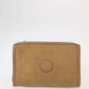 FENDI Zucca Canvas Clutch Bag PVC 2 Set Beige Black Auth bs31055-2