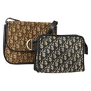 Christian Dior Trotter Canvas Shoulder Bag 2 Set Navy Brown Auth bs31057-1