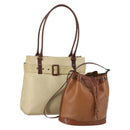BURBERRY Schoudertas Leer Canvas 2-delig Beige Bruin Auth bs31058-1