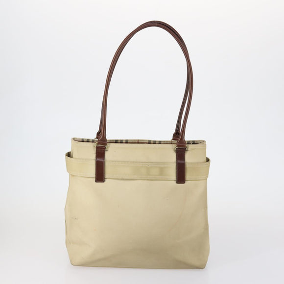 BURBERRY Schoudertas Leer Canvas 2-delig Beige Bruin Auth bs31058