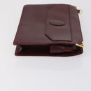 CARTIER Must Line Clutch Bag Leather 3 Set Bordeaux Gold Auth bs31059-10