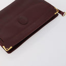 CARTIER Must Line Clutch Bag Leather 3 Set Bordeaux Gold Auth bs31059-11