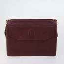 CARTIER Must Line Clutch Bag Leather 3 Set Bordeaux Gold Auth bs31059-2