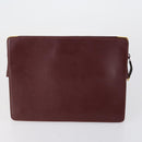 CARTIER Must Line Clutch Bag Leather 3 Set Bordeaux Gold Auth bs31059-3
