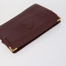 CARTIER Must Line Clutch Bag Leather 3 Set Bordeaux Gold Auth bs31059-5