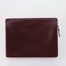 CARTIER Must Line Clutch Bag Leather 3 Set Bordeaux Gold Auth bs31059-9