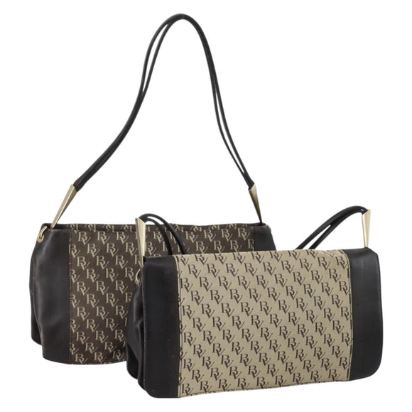 BOTTEGA VENETA Shoulder Bag Canvas 2 Set Beige Brown Auth bs31060