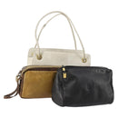 LOEWE Clutch Bag Leather 3 Set Beige Black Brown Auth bs31061-1