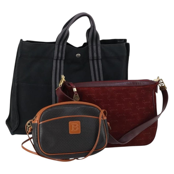 HERMES Givenchy Bally Tas Canvas Suède PVC 3-delig Beige Bordeaux Auth bs31062