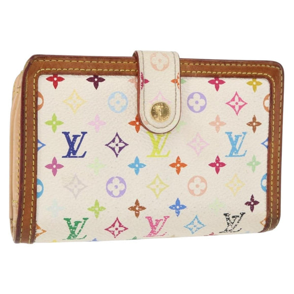 LOUIS VUITTON Multicolor Portefeuille Viennois Geldbörse Weiß M92987 Auth bs31081