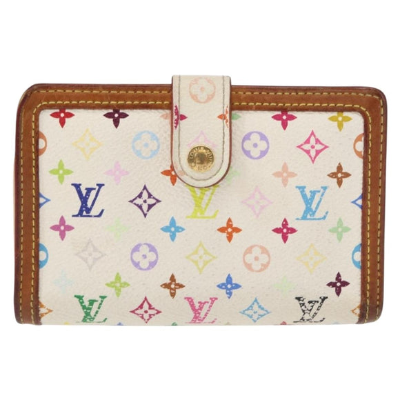 LOUIS VUITTON Multicolor Portefeuille Viennois Geldbörse Weiß M92987 Auth bs31081