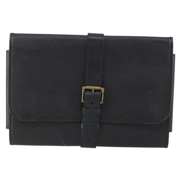 LOUIS VUITTON Epi Trousse Priant Clutch Bag Black M48372 LV Auth bs31102