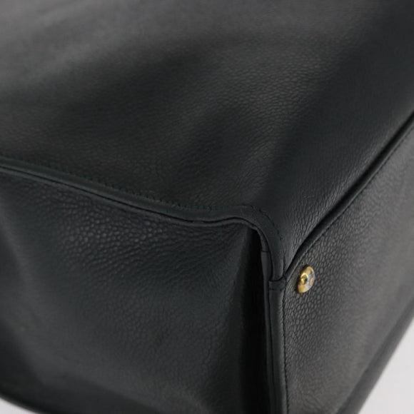 CHANEL Chain Hand Bag Caviar Skin Green Gold CC Auth bs31109