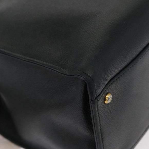 CHANEL Chain Hand Bag Caviar Skin Green Gold CC Auth bs31109