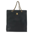 CHANEL Chain Hand Bag Caviar Skin Green Gold CC Auth bs31109-13