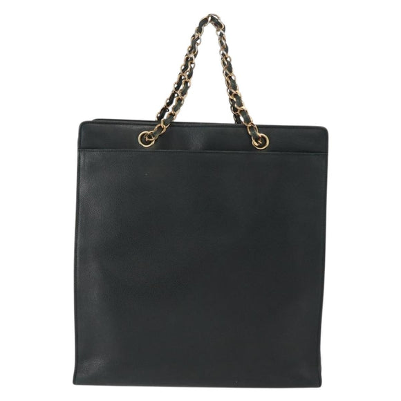 CHANEL Chain Hand Bag Caviar Skin Green Gold CC Auth bs31109