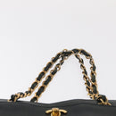 CHANEL Chain Hand Bag Caviar Skin Green Gold CC Auth bs31109-8