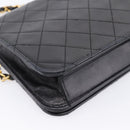 CHANEL Matelasse Chain Shoulder Bag Lamb Skin Black Gold CC Auth bs31111-13