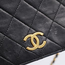 CHANEL Matelasse Chain Shoulder Bag Lamb Skin Black Gold CC Auth bs31111-14