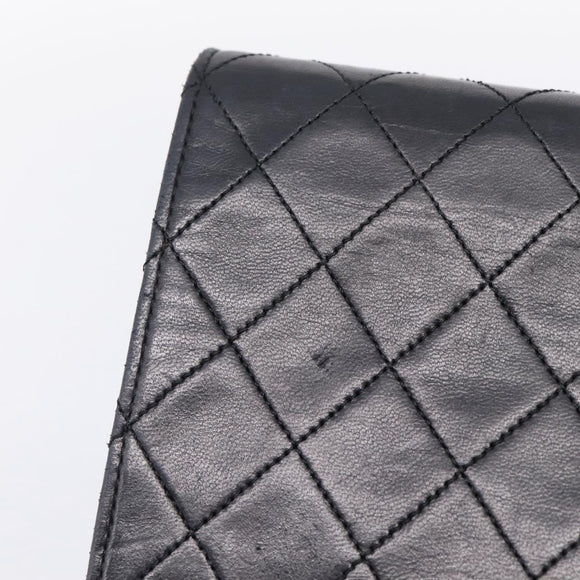 CHANEL Matelasse Chain Shoulder Bag Lamb Skin Black Gold CC Auth bs31111