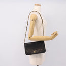 CHANEL Matelasse Chain Shoulder Bag Lamb Skin Black Gold CC Auth bs31111-21