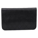 CHANEL Matelasse Chain Shoulder Bag Lamb Skin Black Gold CC Auth bs31111-3