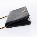 CHANEL Matelasse Chain Shoulder Bag Lamb Skin Black Gold CC Auth bs31111-4