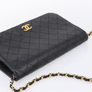 CHANEL Matelasse Chain Shoulder Bag Lamb Skin Black Gold CC Auth bs31111-6