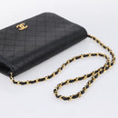 CHANEL Matelasse Chain Shoulder Bag Lamb Skin Black Gold CC Auth bs31111-7