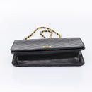 CHANEL Matelasse Chain Shoulder Bag Lamb Skin Black Gold CC Auth bs31111-9