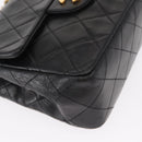 CHANEL Matelasse 17 Chain Shoulder Bag Lamb Skin Black Gold CC Auth bs31113-10