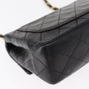 CHANEL Matelasse 17 Chain Shoulder Bag Lamb Skin Black Gold CC Auth bs31113-12