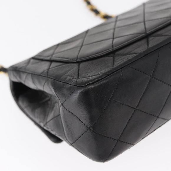 CHANEL Matelasse 17 Chain Shoulder Bag Lamb Skin Black Gold CC Auth bs31113