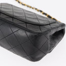 CHANEL Matelasse 17 Chain Shoulder Bag Lamb Skin Black Gold CC Auth bs31113-13