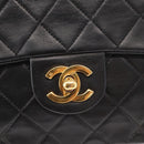 CHANEL Matelasse 17 Chain Shoulder Bag Lamb Skin Black Gold CC Auth bs31113-14